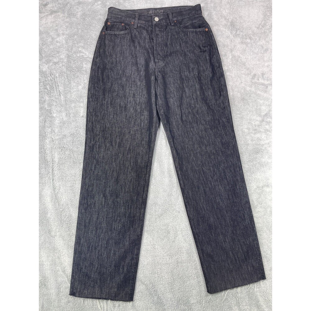 Etica Tyler Jeans Womens 29 Clear Black High Rise Straight Leg Raw Hem NEW